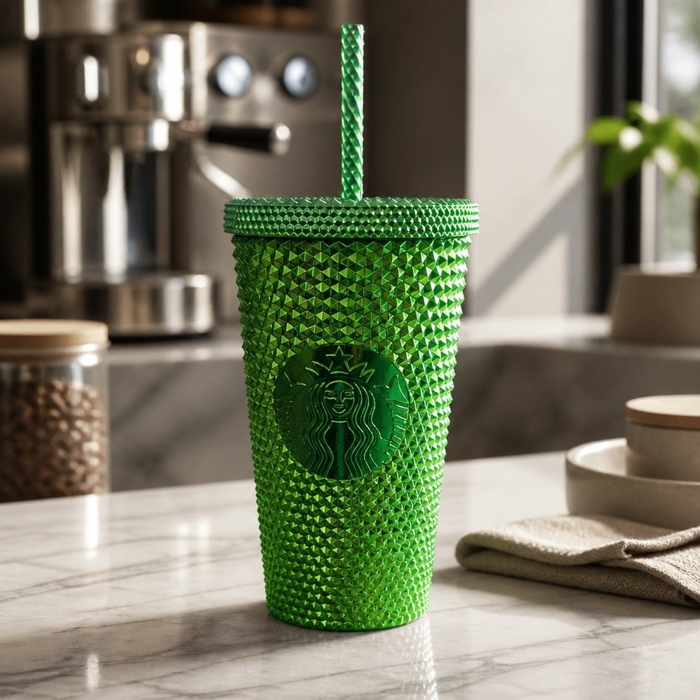 Starbucks Holiday Metallic‎ Green Studded Venti Tumbler 16oz NEW